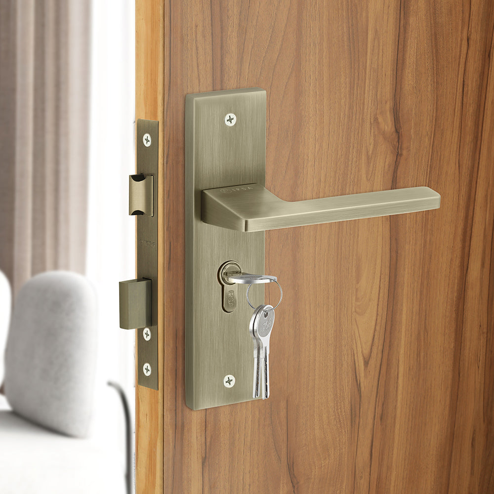 IPSA Cyan Moderna Handle Series on 8" Plate CYS Lockset with 60mm Both Side Key - Matte Finish MAB